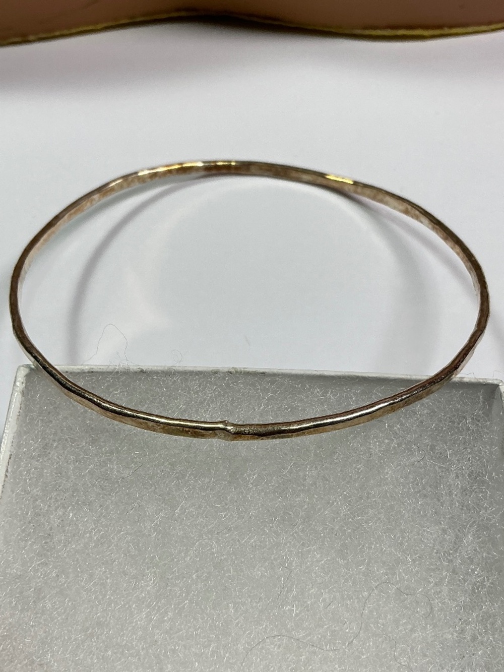 Solid Sterling Silver Hammered Bangle. 2 5/8 inch diameter